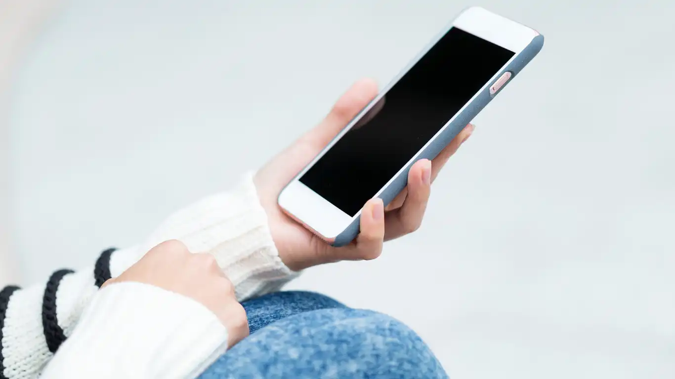 スマートフォンで調べ物をしている様子