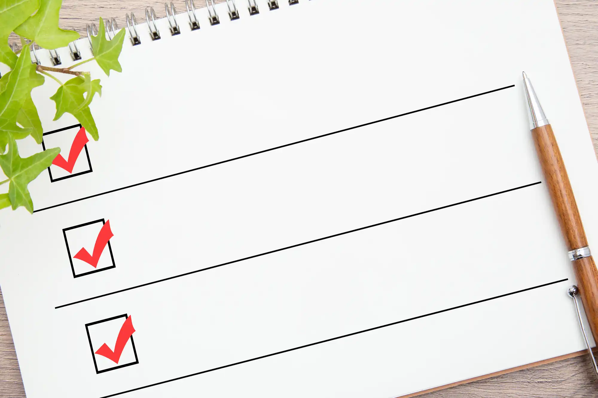 チェックリストに赤ペンで印をしている